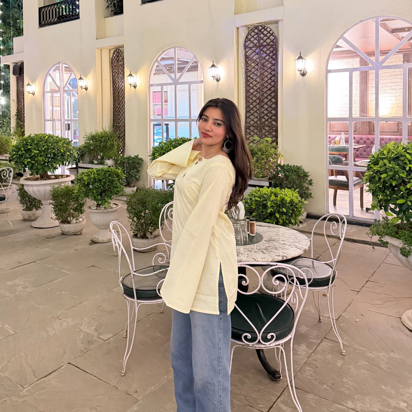 NAZM - Solid Cream Kurti